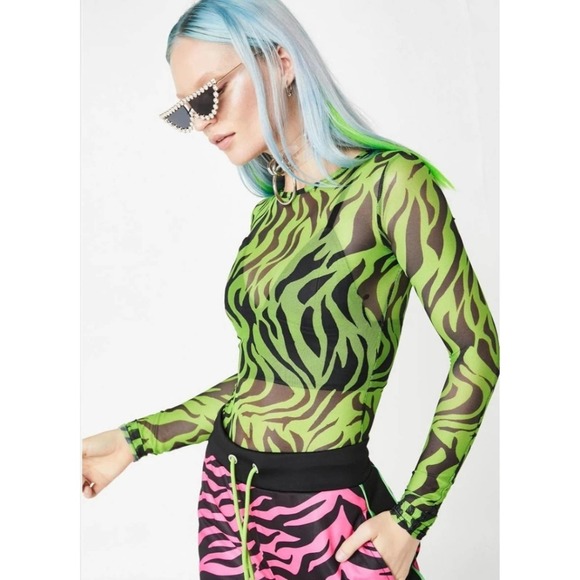 ASOS Daisy Street Zebra Print Mesh Top - Picture 1 of 10